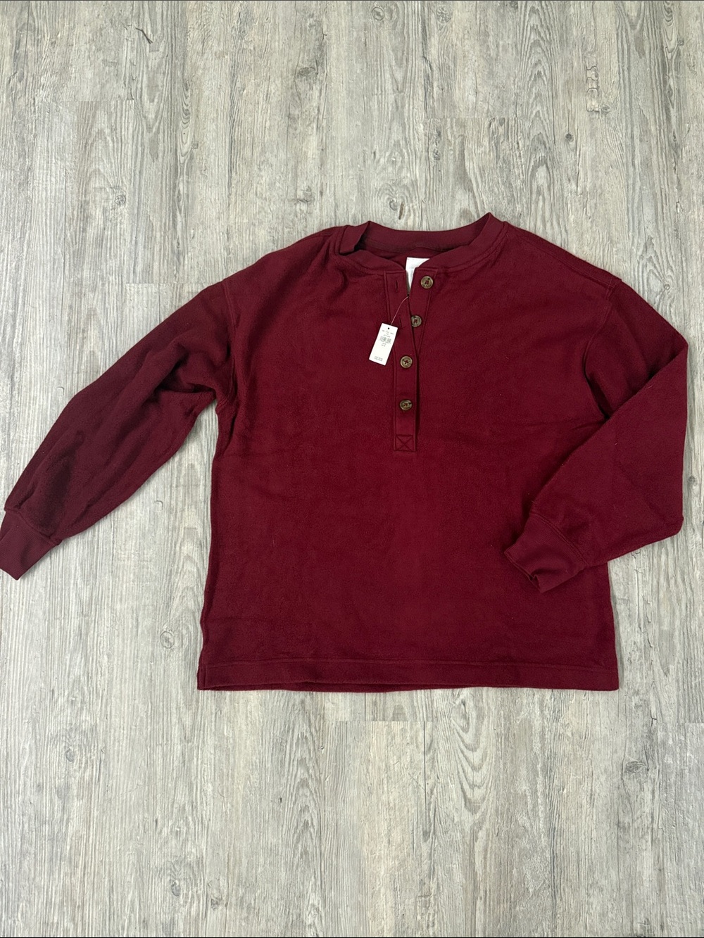 aerie Maroon Henley Button-Front Top